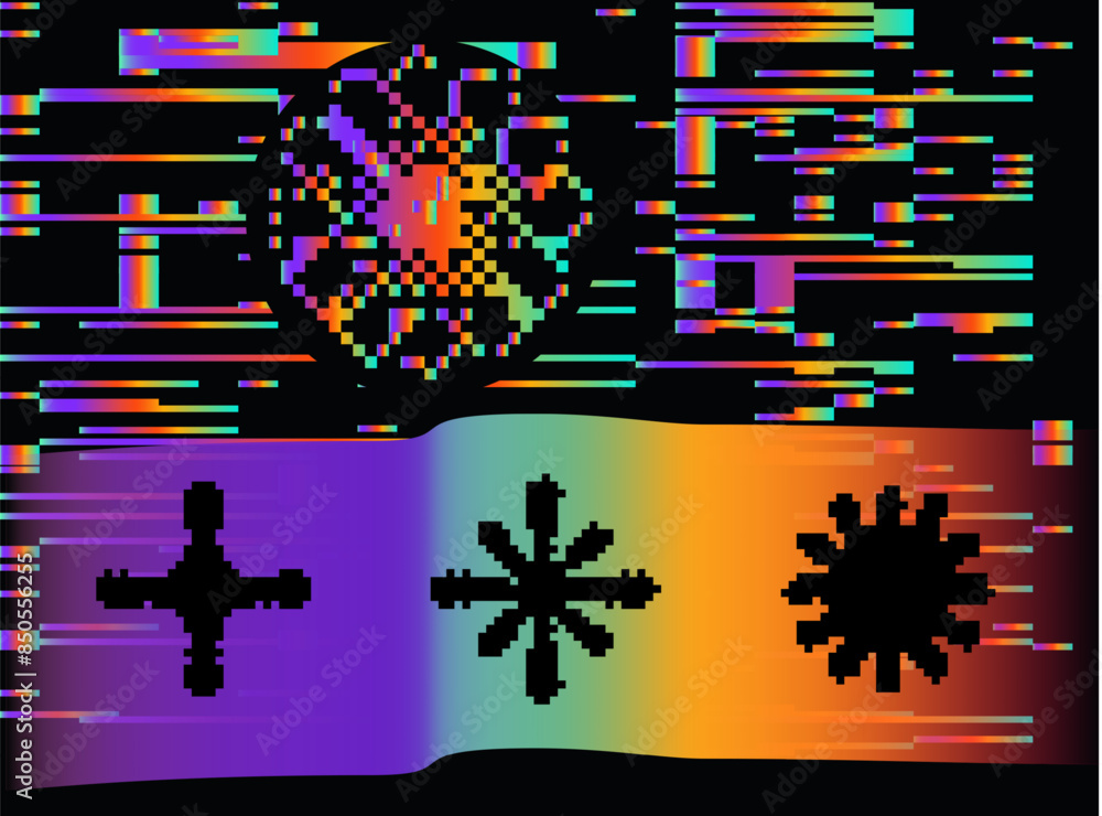 Aufkleber Visual representation of a broken glitchy screen with vast images of visual disturbance and noise all over the image.
