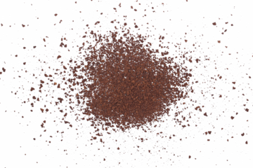  Instant coffee granules, soluble coffee isolated white clipping, top view