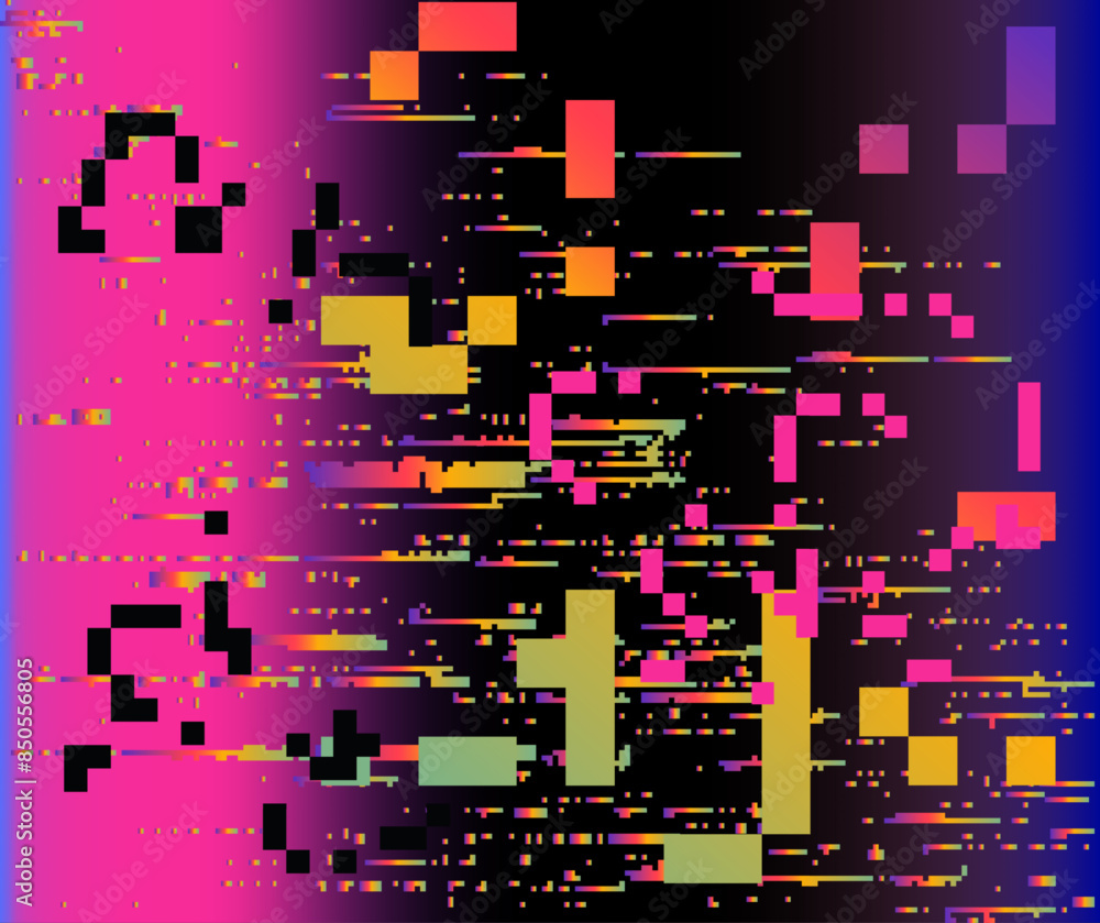 Poster Vector illustration of gloomy visual disturbances with the effect of backlight bleeding and visual noise.