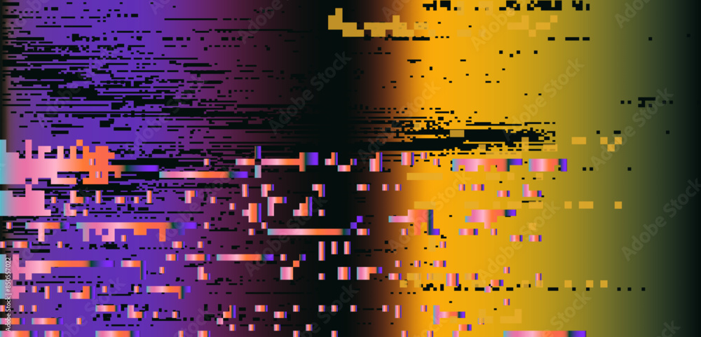 Poster Vector illustration of gloomy visual disturbances with the effect of backlight bleeding and visual noise.