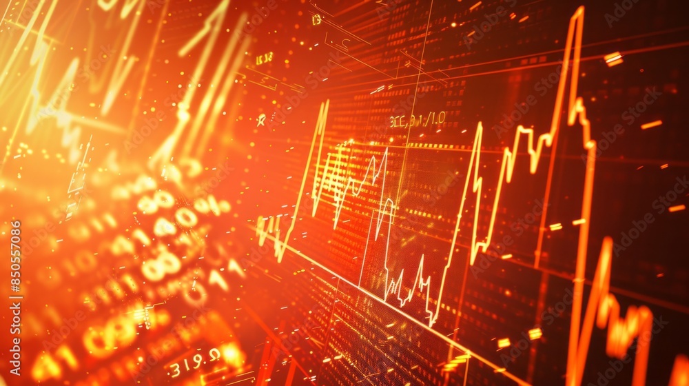 Poster A colorful graph with numbers and lines that looks like it's from a stock market