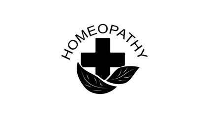 homeopathy emblem, black isolated silhouette