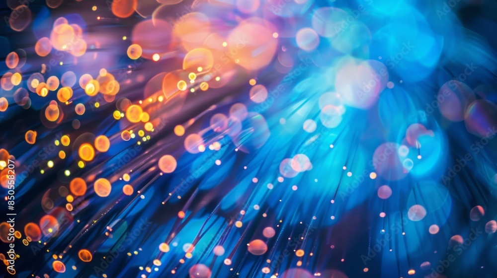 Poster a colorful image of a blue and orange light with many small dots
