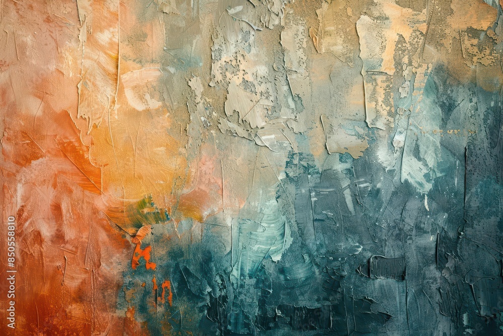 Aufkleber textured abstract background with layered brushstrokes featuring a blend of warm and cool hues for a