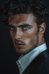 Fototapeta premium A close-up shot of a man dressed in formal attire, suitable for professional or business settings