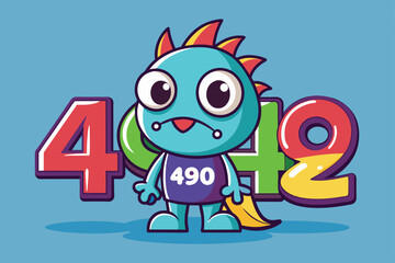 Cartoon monster with big eyes stands in front of red 4, green 4, and yellow-red 2, Error 429 Customizable Cartoon Illustration