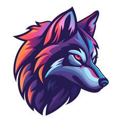 Fototapeta premium Esports logo simple wolf,vector style, colourful, on transparent background