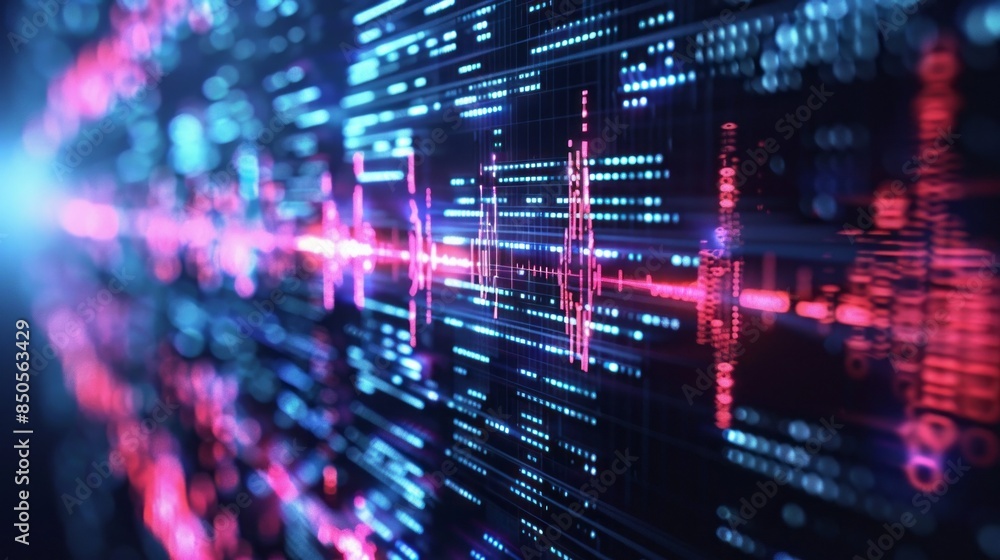 Aufkleber A computer screen with a red and blue line that is pulsing