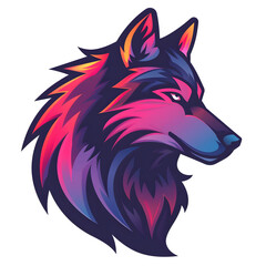 Naklejka premium Esports logo simple wolf,vector style, colourful, on transparent background