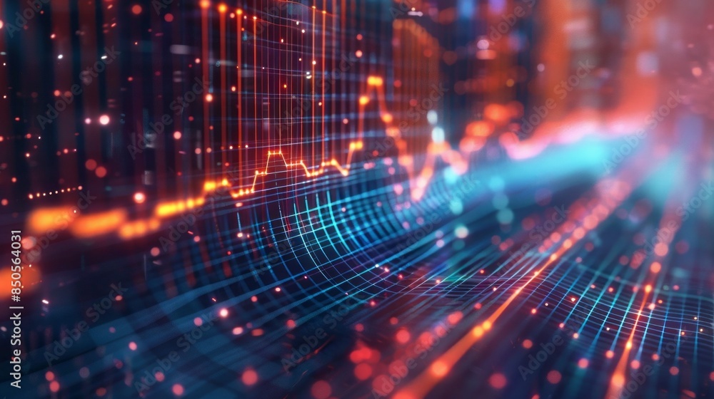 Aufkleber A colorful, abstract image of a line graph with red and blue lines
