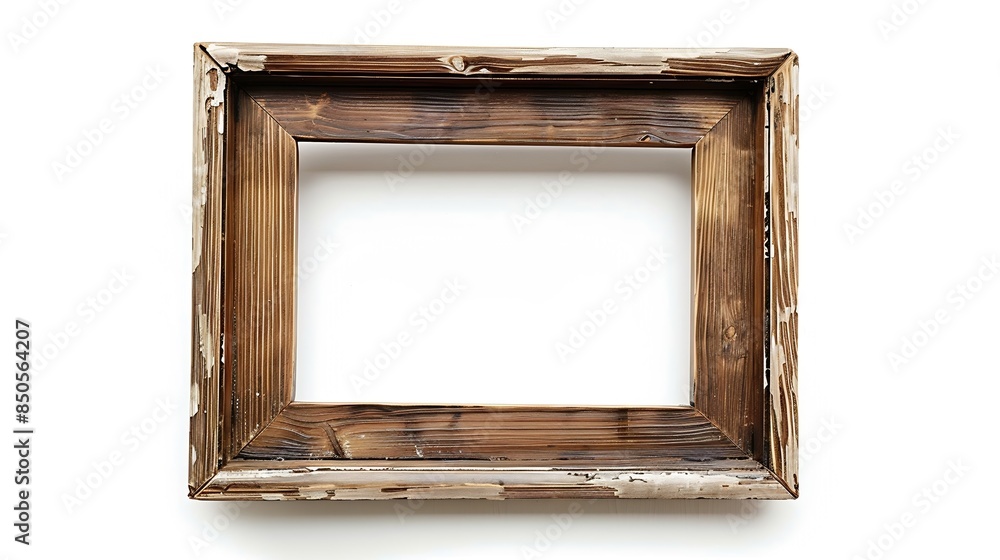 Poster old wooden picture frame isolated on white background : generative ai
