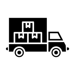 Cargo truck glyph icon