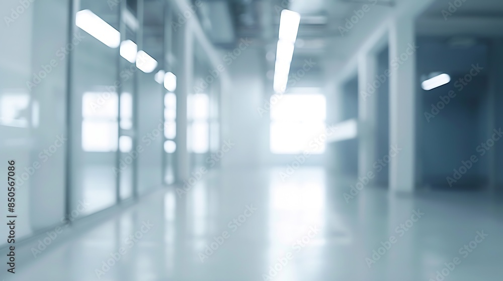 Poster blur focus of white open space office interior can be used as background : generative ai