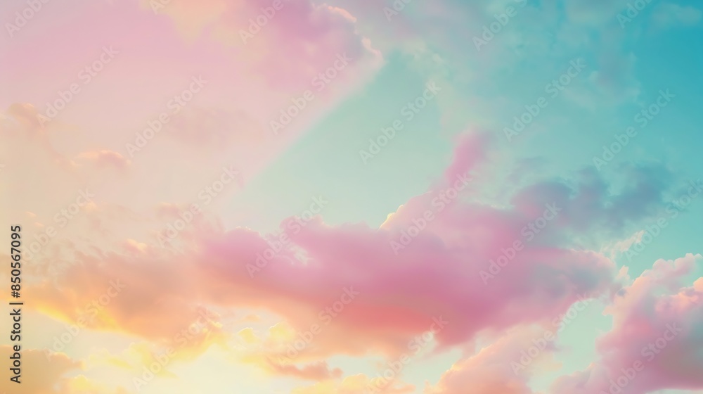 Poster Colorful cloudy sky at sunset Gradient color Sky texture abstract nature background : Generative AI