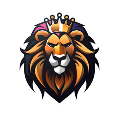 Obraz premium esports logo vector lion king with crown,vector style, bold line, on transparent background