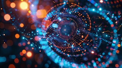 Complex networks of code and algorithms forming an unbreakable shield around sensitive information.
