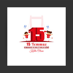 Vector illustration of Turkey Democracy and National Unity Day social media feed template
