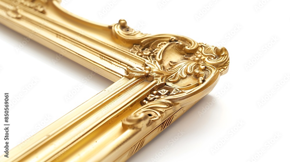 Aufkleber Gold picture frame Isolated path and over white background : Generative AI