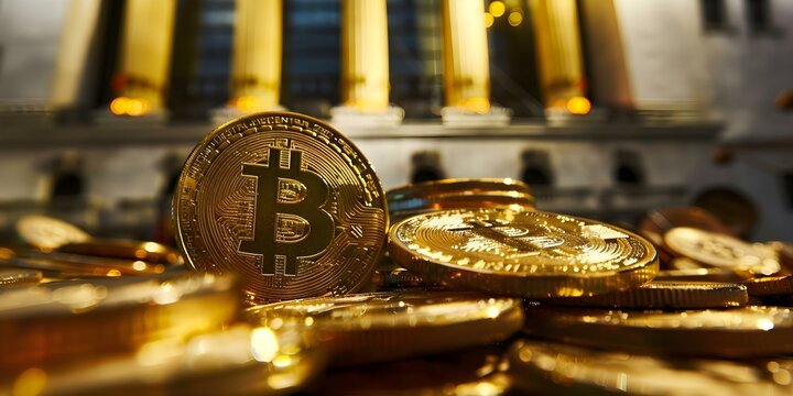 Bitcoin ETF approved for listing on major stock exchanges attracting institutional investors. Concept Cryptocurrency, Bitcoin, ETF, Stock Market, Institutional Investors