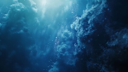Underwater Ocean  Blue Abyss With Sunlight  Diving And Scuba Background : Generative AI