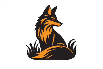 Obraz premium Flat vector illustration of a fox logo cartoon style