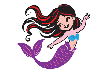 Lovely mermaid pattern, vector illustration for kids prints, wallpapers, fabrics, greeting cards. Adorable fairytale, mythological underwater princesses. Flat cartoon colorful vector seamless pattern