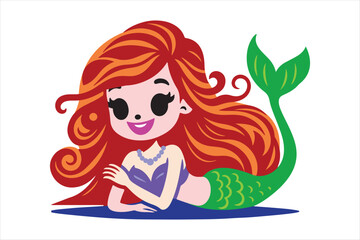 Lovely mermaid pattern, vector illustration for kids prints, wallpapers, fabrics, greeting cards. Adorable fairytale, mythological underwater princesses. Flat cartoon colorful vector seamless pattern