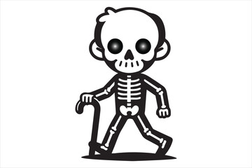 Human man skeleton anatomy in front, profile and back view. Vector isolated flat illustration of skull and bones. Halloween, medical, educational or science banner 