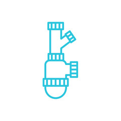 Easy maintenance sink siphon with dishwasher connector. Isolated on white background. From blue icon set.