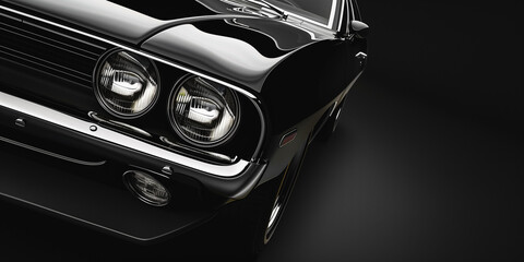 Front View of a Black Muscle Car