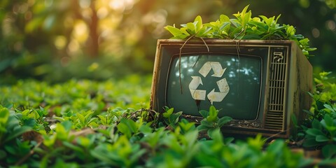 Ecofriendly recycling bin for TVs on World Environment Day. Concept World Environment Day, Recycling, TV, Ecofriendly, Waste Management