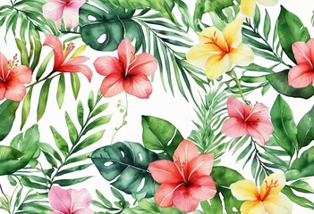 Vivid Watercolor Tropical Floral Illustration