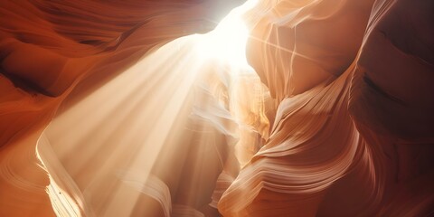 Obraz premium Antelope Canyon in Page Arizona Sunlight creates magical beams at different times. Concept Natural Wonders, Photography, Arizona Landscapes, Travel, Sunlight Beams