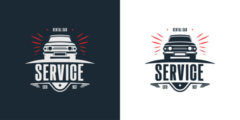 Car repair logo template. Car repairing vector design. Automobile and gear logotype