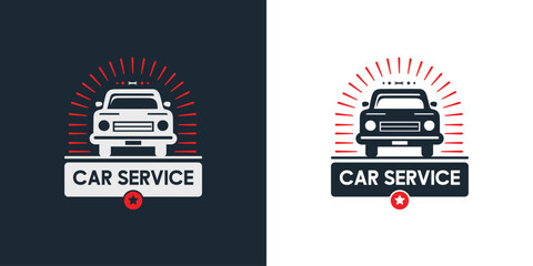 Car repair logo template. Car repairing vector design. Automobile and gear logotype