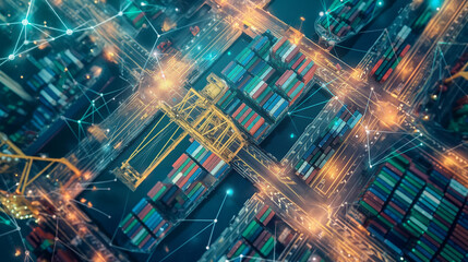 Digital transformation in logistics: AI-driven solutions optimizing global supply chain networks and container ship movements for enhanced efficiency.