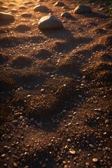 Pebble Path in Sunset Light.