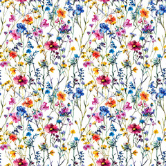 painted wildflower background, repeatable seamless background pattern tile