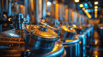 Beer tanks Industrial beer tanks in a modern brewery
