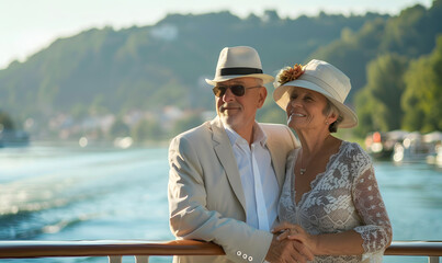 Fototapeta premium Elderly doing holiday activities happily and having fun.