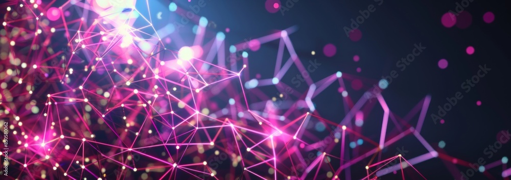 Poster abstract digital network with glowing lines and dots