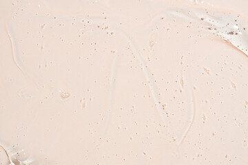Cosmetic serum gel beauty on beige color background. Skincare beauty product with bubbles texture.