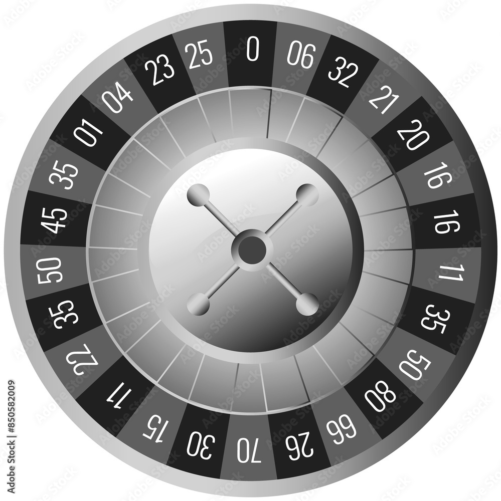 Poster grey roulette wheel isolated png element for casino.