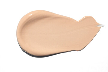Make up smear foundation smudge texture on white isolated background.