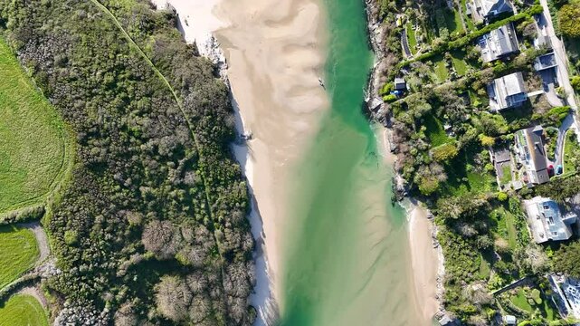 River Gannel and tidal estuary between Newquay town and the village of Crantock in Cornwall, UK