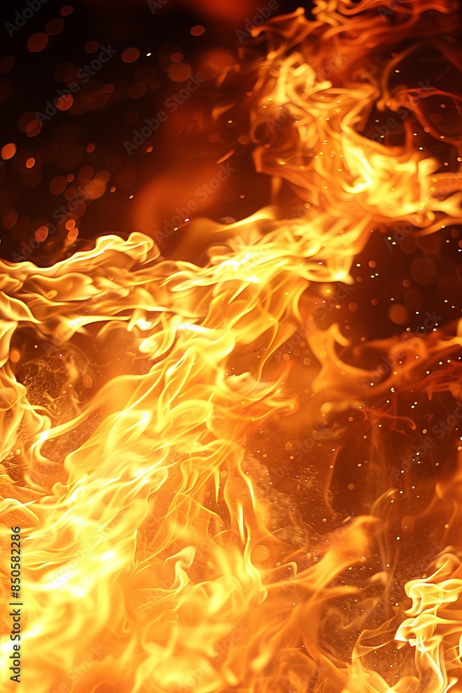 Aufkleber fire, with bright flames against a dark background creating a dynamic and energetic effect.