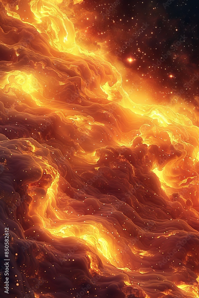 Poster fire, with bright flames against a dark background creating a dynamic and energetic effect.