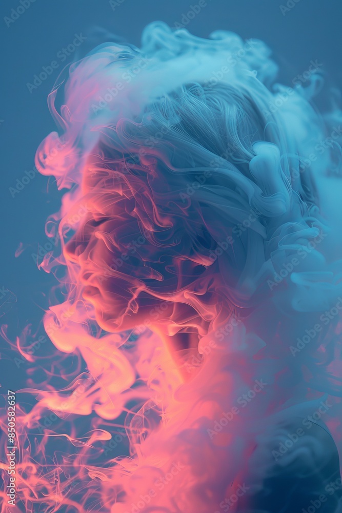 Aufkleber a silhouette of a man surrounded by fiery lines creating the effect of a luminous aura.