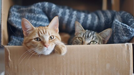 Comfortable with this set up and try to escape cats from the box