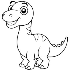 Cartoon dinosaur line art vector 